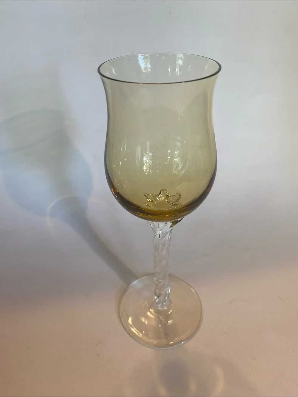 Vintage Multi-Color Harlequin Wine Glasses Applied Clear Twist Stem Set of 4 MCM